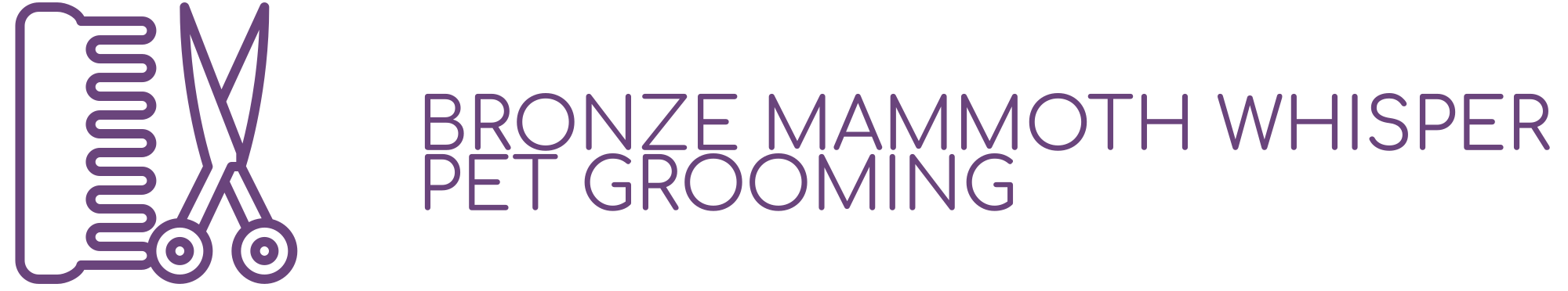 bronze mammoth whisper pet grooming logo